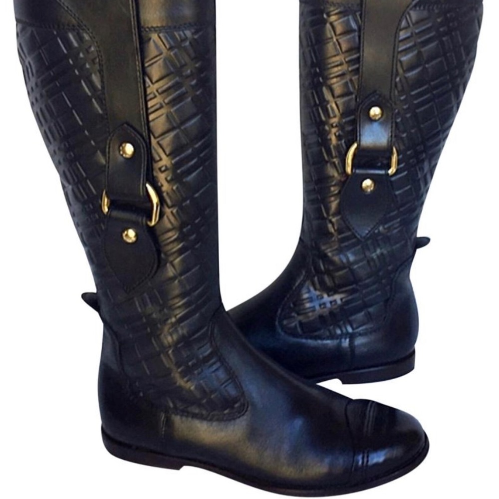 BURBERRY NOVA CHECK Equestrian Signature Riding Boots Size 39.5 - Picture 2 of 16
